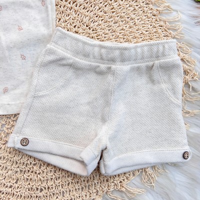 Conj. Camiseta Green Vibes Only e Bermuda em Linho - Areia